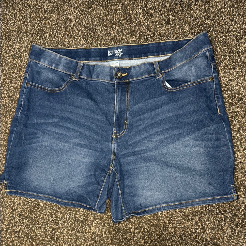 Terra & Sky Blue Jean Shorts with Belt Loops